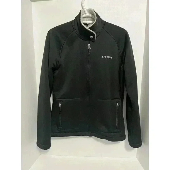 Spyder Fleece Women’s L Black Sweater ‎ Jacket Full Zip - Picture 1 of 11